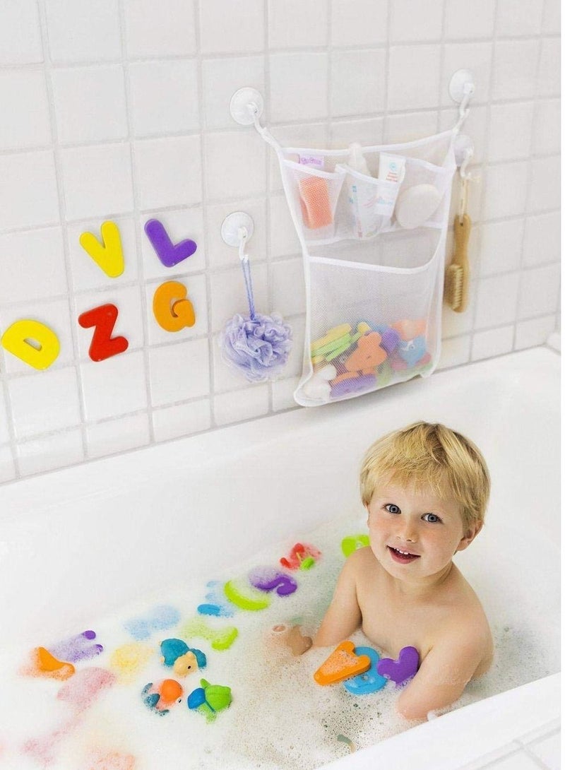 Bath Toy Organizer - Xl Baby Bath Toys Bin with 3 Extra Pockets for Soaps & Shampoos Mold Resistant Quick Dry Mesh - Image 3