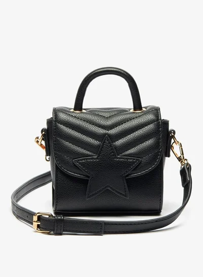 MISSY Women Star Applique Sling Bag with Snap Button Closure and Adjustable Strap