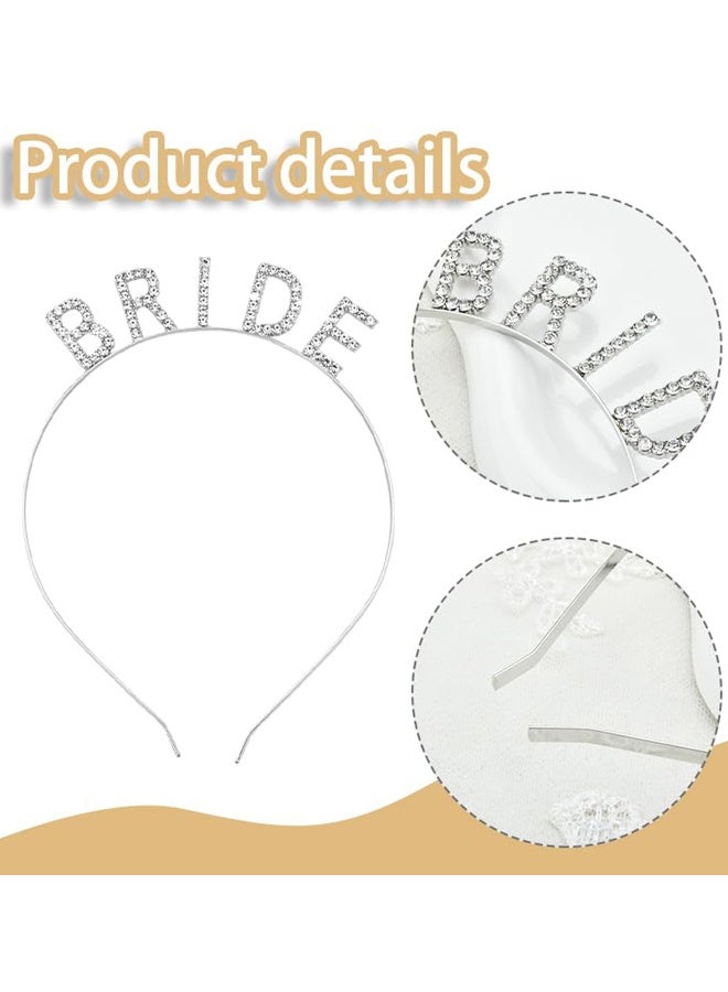 Silver Rhinestone Bride Headband Bachelorette Party Accessories for Bride to Be Gifts for Her Bridal Shower Gifts for Brides Headpiece for Wedding Hair Band for Brides - Image 3