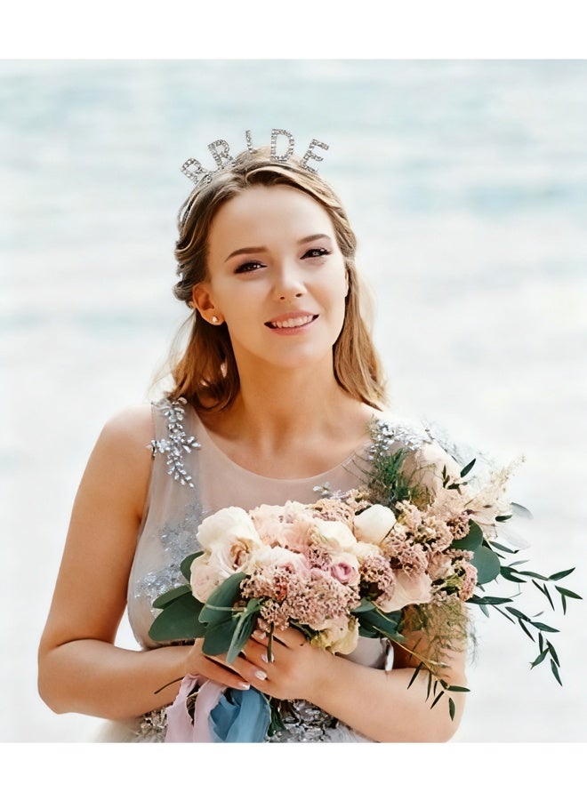 Silver Rhinestone Bride Headband Bachelorette Party Accessories for Bride to Be Gifts for Her Bridal Shower Gifts for Brides Headpiece for Wedding Hair Band for Brides - Image 5