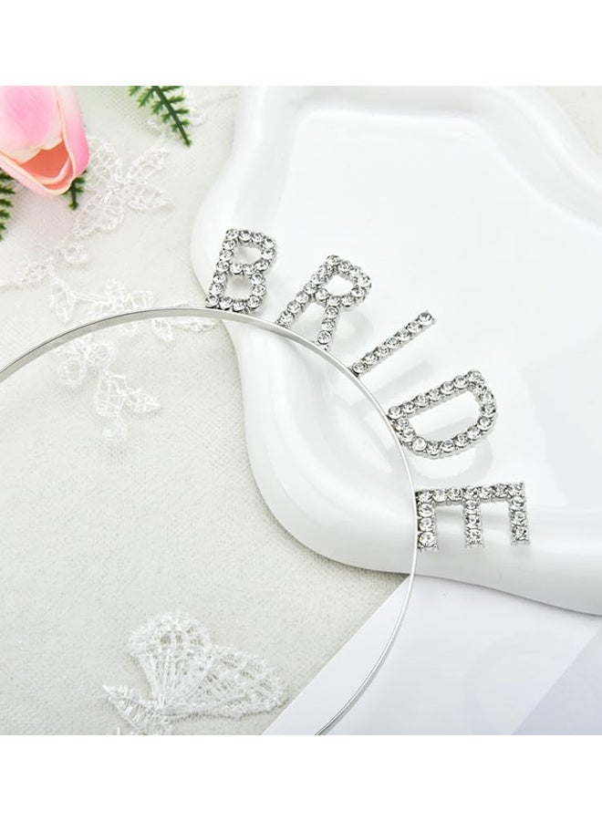 Silver Rhinestone Bride Headband Bachelorette Party Accessories for Bride to Be Gifts for Her Bridal Shower Gifts for Brides Headpiece for Wedding Hair Band for Brides - Image 4