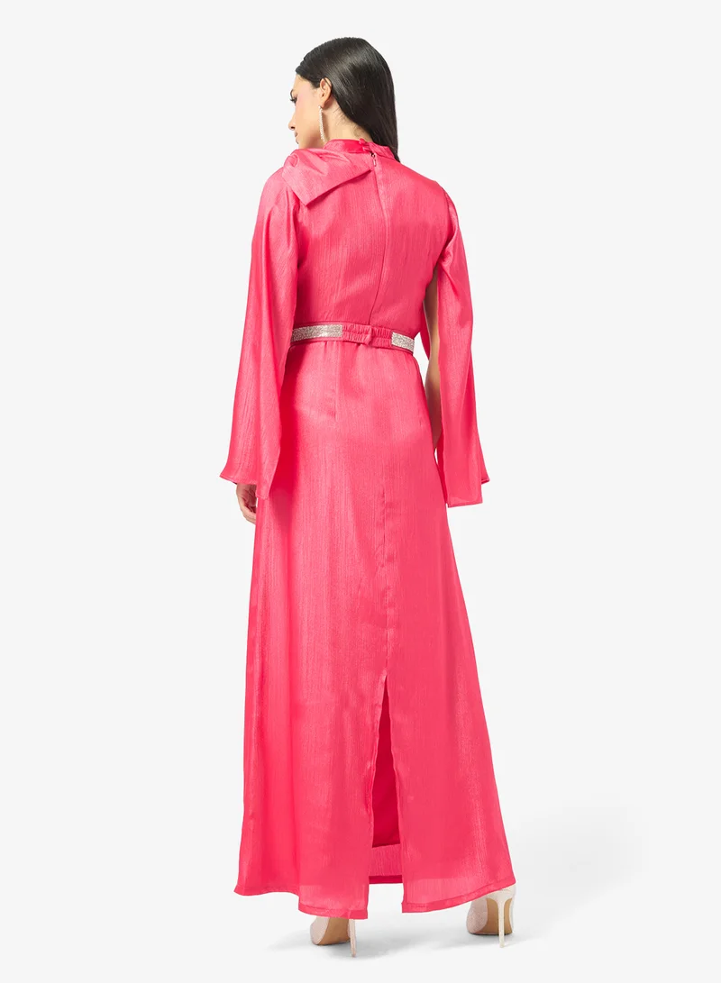 جولدن ابل High Neck Belted Maxi Dress