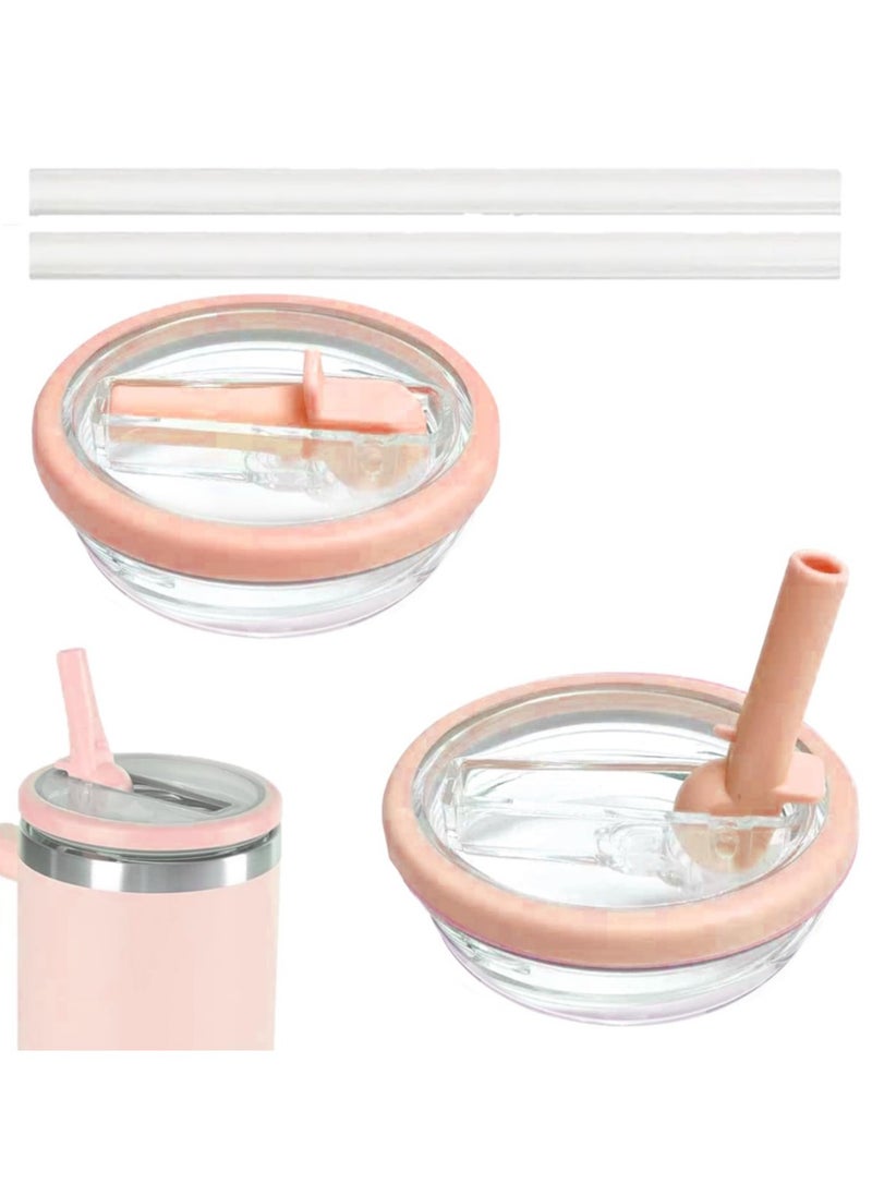 Generic - 40 OZ Tumbler Flip Straw Lid Replacement Fit for Stanley Quencher Tumbler, 2 PCS Spill Proof and Leak Resistant Tumbler Lids Compatible with Stanley Cup Accessories - Pink - Image 1