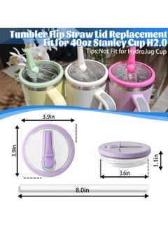 Generic 40 OZ Tumbler Flip Straw Lid Replacement Fit for Stanley Quencher Tumbler, 2 PCS Spill Proof and Leak Resistant Tumbler Lids Compatible with Stanley Cup Accessories - Pink  - Image 5