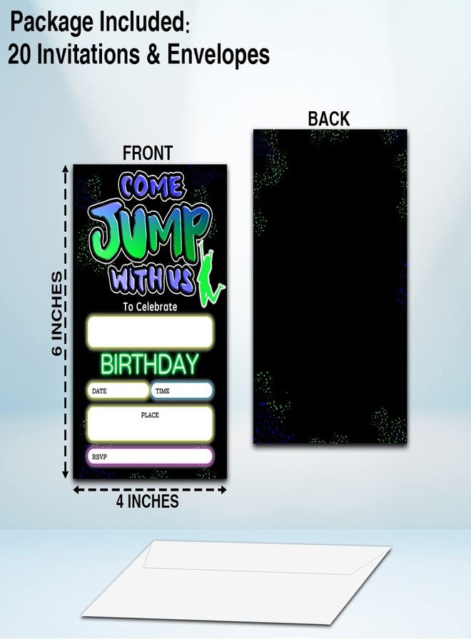 NYCTUG Come Jump With Us Birthday Invitation(4" X 6"), Trampoline Birthday Jumping Party Double-Sided Invites- 20 Invitations With Envelopes-Party Supplies-A19 - Image 4