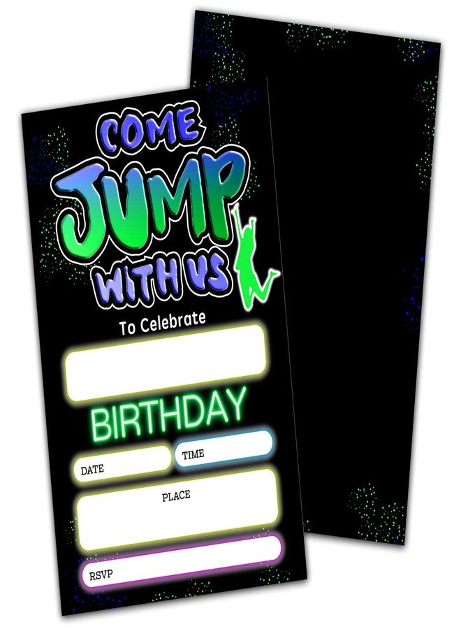 NYCTUG Come Jump With Us Birthday Invitation(4" X 6"), Trampoline Birthday Jumping Party Double-Sided Invites- 20 Invitations With Envelopes-Party Supplies-A19 - Image 1