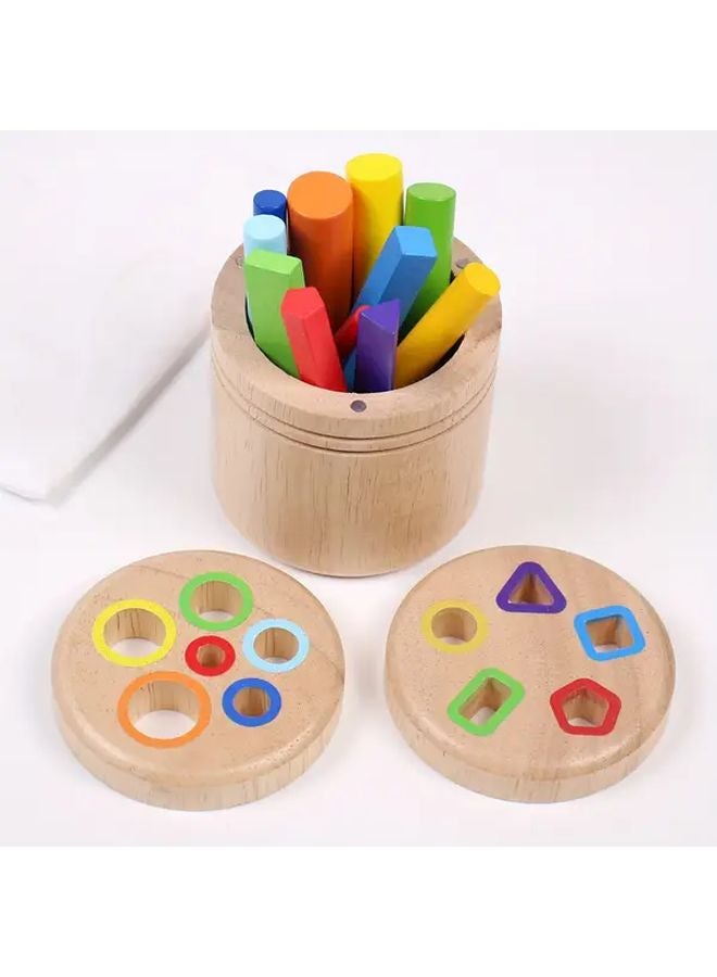 Wooden 2 In 1 Educational Toy For Kids Color Shape Recognition Cognitive Development - Image 5