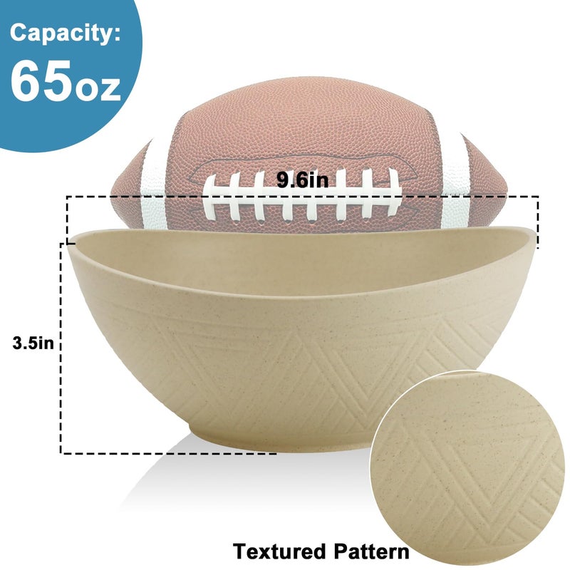 BUSOKIP Large Bowls 65 OZ, Wheat Straw Bowls Set of 4, Unbreakable Salad Bowl, Microwave & Dishwasher Safe Big Bowl, Kitchen Serving Bowl for Salad, Cereal, Soup and Oatmeal (Beige) - Image 2