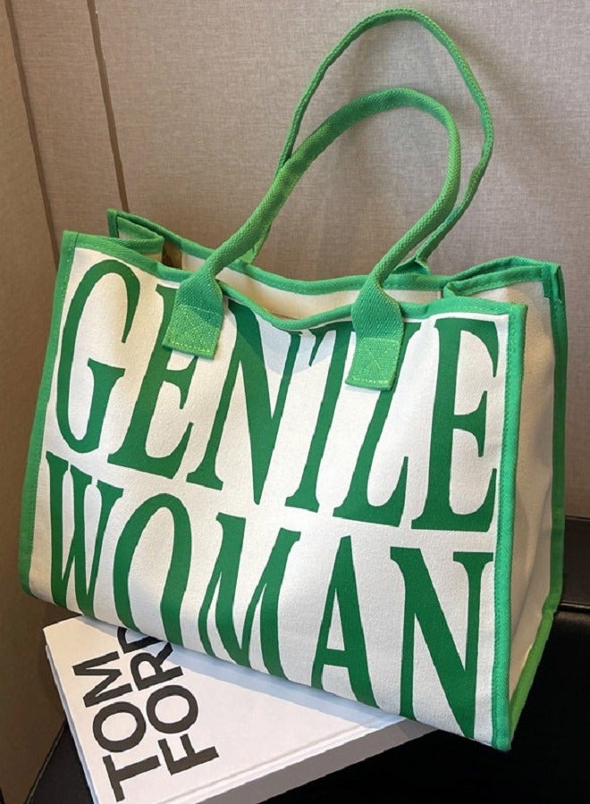 Canvas Tote Bag Large Capacity Fashion Letter Printing Bag Handbag Daily Women's Handbag - Image 1