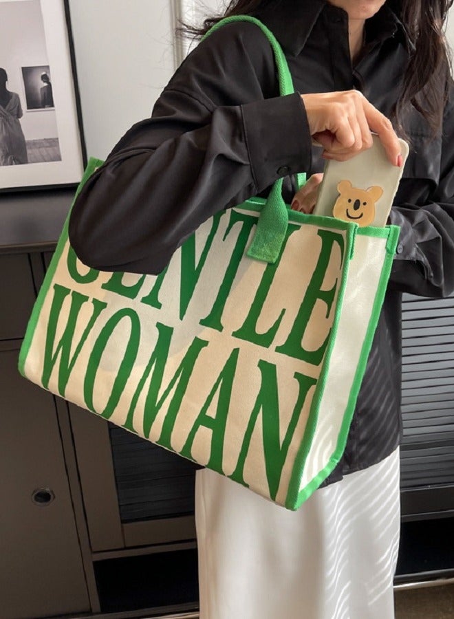 Canvas Tote Bag Large Capacity Fashion Letter Printing Bag Handbag Daily Women's Handbag - Image 2