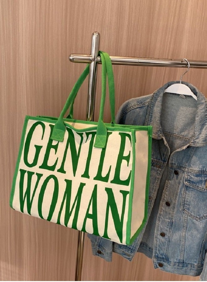 Canvas Tote Bag Large Capacity Fashion Letter Printing Bag Handbag Daily Women's Handbag - Image 5