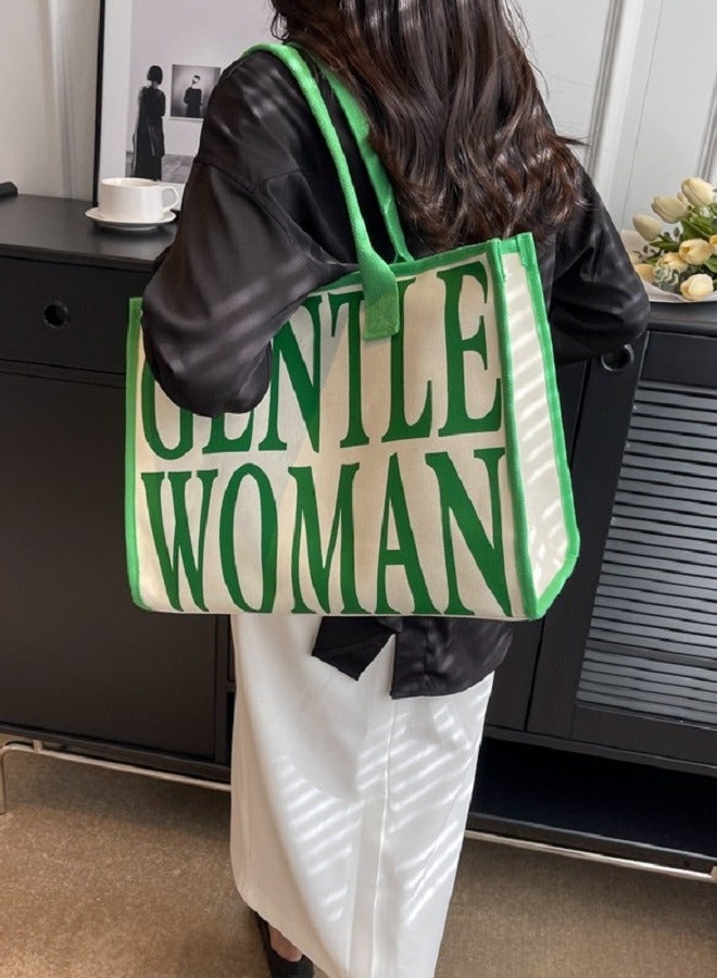 Canvas Tote Bag Large Capacity Fashion Letter Printing Bag Handbag Daily Women's Handbag - Image 3