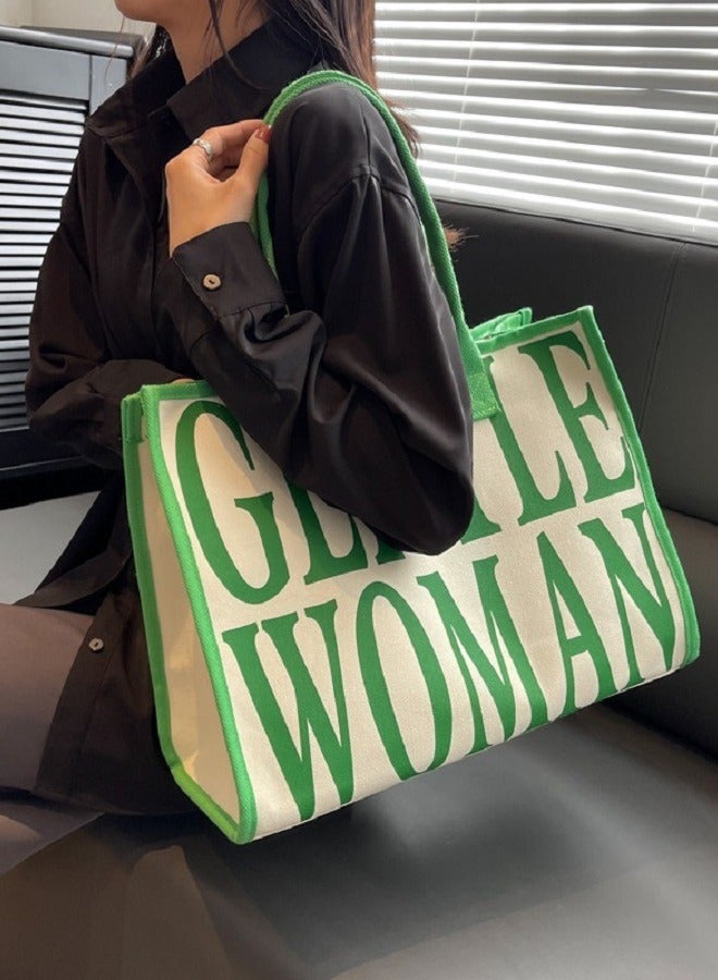 Canvas Tote Bag Large Capacity Fashion Letter Printing Bag Handbag Daily Women's Handbag - Image 4