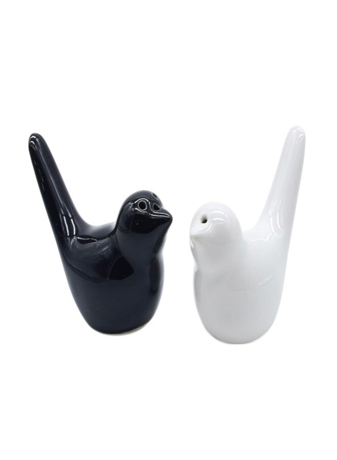 AABCO Ceramic Salt and Pepper Shaker Bird Shape Salt and Pepper Shaker Set, Kitchen Tableware/Namak Dani Set of 2 / Stylish Black & White Seasoning Shakers - Image 2