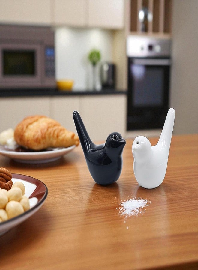 AABCO Ceramic Salt and Pepper Shaker Bird Shape Salt and Pepper Shaker Set, Kitchen Tableware/Namak Dani Set of 2 / Stylish Black & White Seasoning Shakers - Image 3