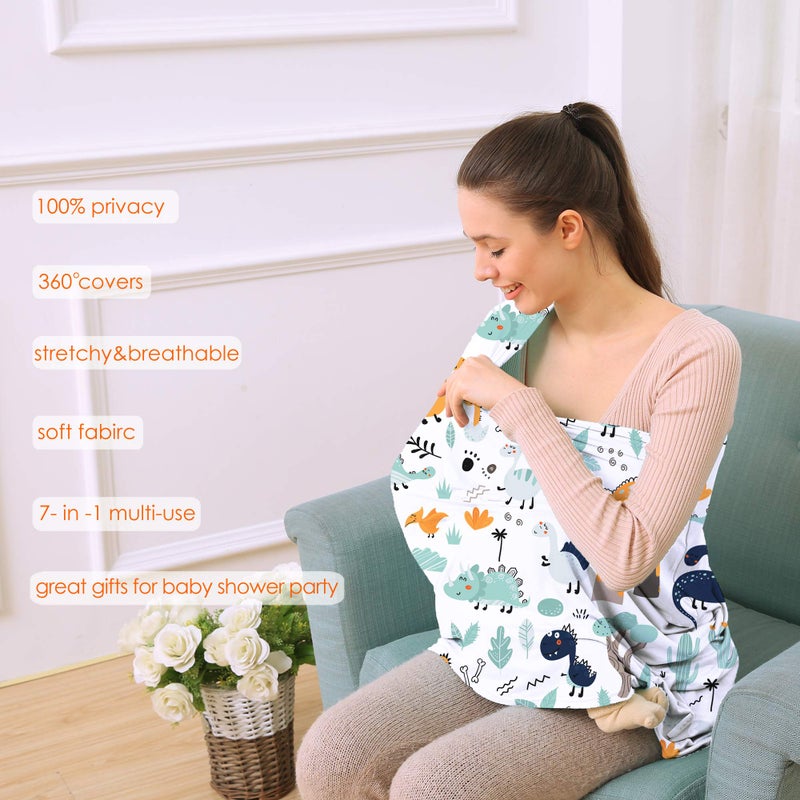 Hicoco Multi-use Carseat Canopy Cover - Breathable Breastfeeding Covers, Car Seat Covers for Babies, Stroller Canopy Cover (Cute Dinosaur) - Image 5