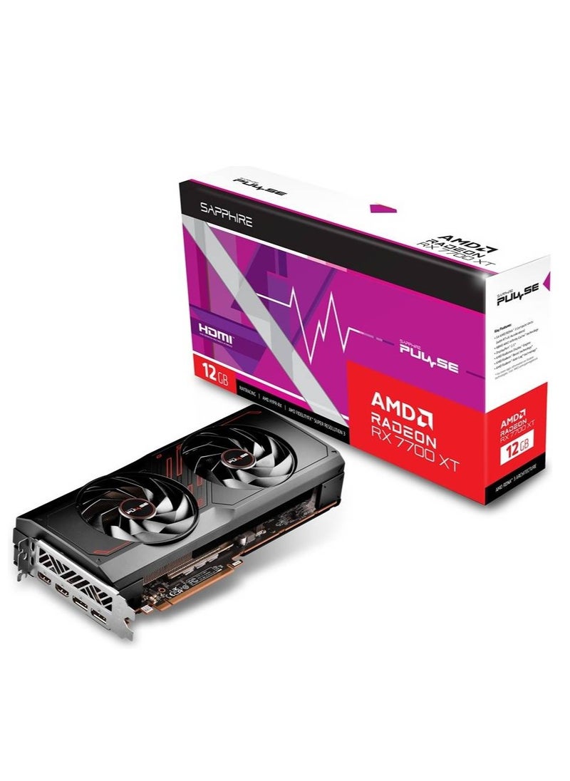 Sapphire - " Sapphire Pulse AMD Radeon RX 7700 XT Gaming Graphics Card,12GB GDDR6 192 bit Memory, 2544 MHz Boost Clock, 18Gbps Memory Speed, AMD RDNA 3, PCIE 4.0, 2x HDMI 2x DisplayPort, Black | 11335-04-20G" - Image 1