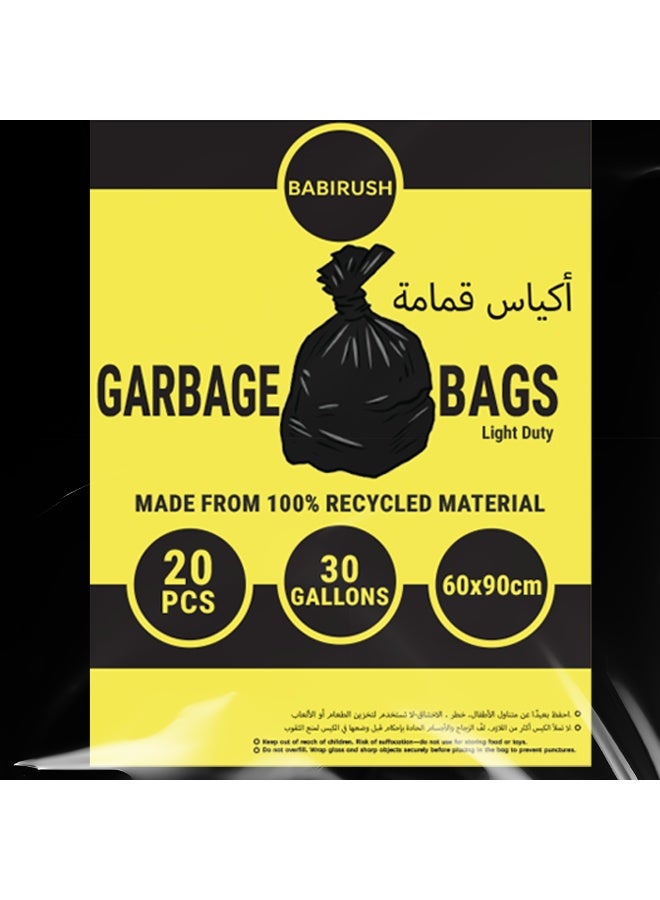 60pcs Garbage Bags Pack (20pcs x 3) 60x90cm 30 Gallon Light Duty Trash Waste Bin Liner Disposable Plastic Bag for Kitchen, Home, Office, Commercial Use - Image 2