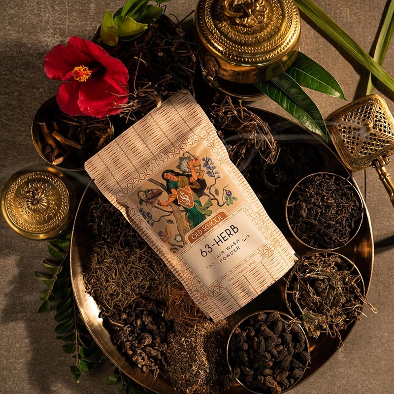 Old School Rituals 63Herb Hair Wash Powder Natural Shampoo Powder with 35 Dry Herbs 28 Fresh Herbs Gentle Cleansing for Strong Healthy Hair AntiDandruff Shampoo Powder for Hair Fall Control Growth 300g - Image 2