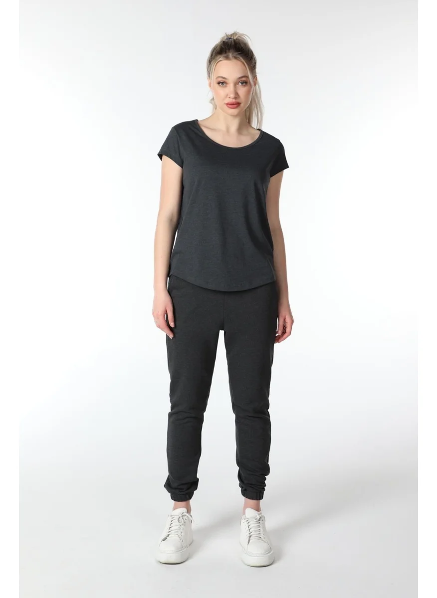 Defy'S Women's Short Sleeve Boat Neck T-Shirt Anthracite