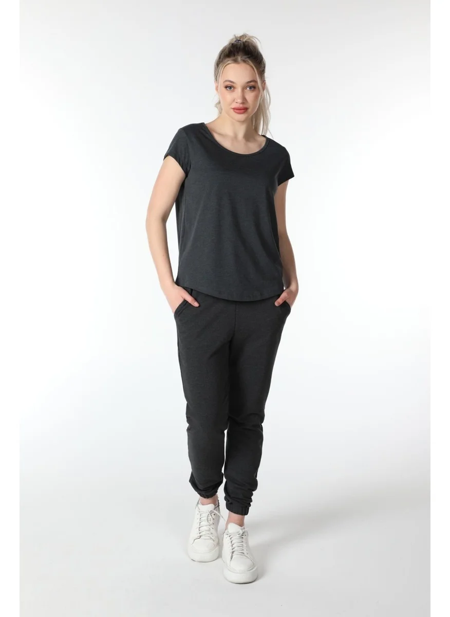 Defy'S Women's Short Sleeve Boat Neck T-Shirt Anthracite