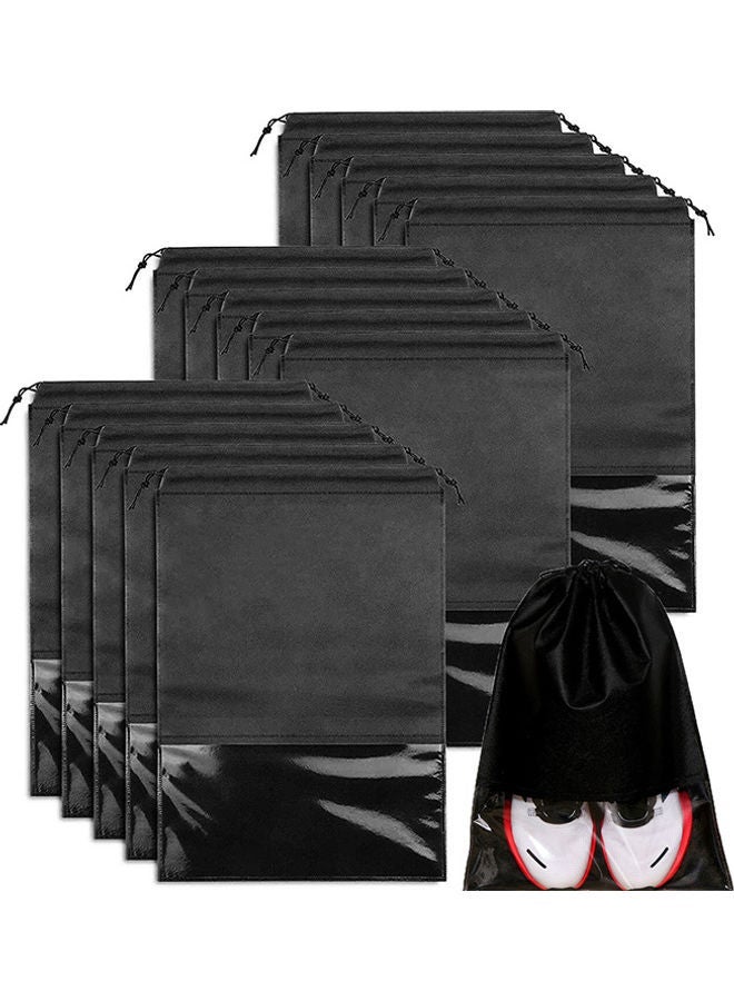 15-Piece Non-Woven Fabric Dust-Proof Travel Shoe Bags, Assorted Design & Colour, 32x44 cm - Image 1