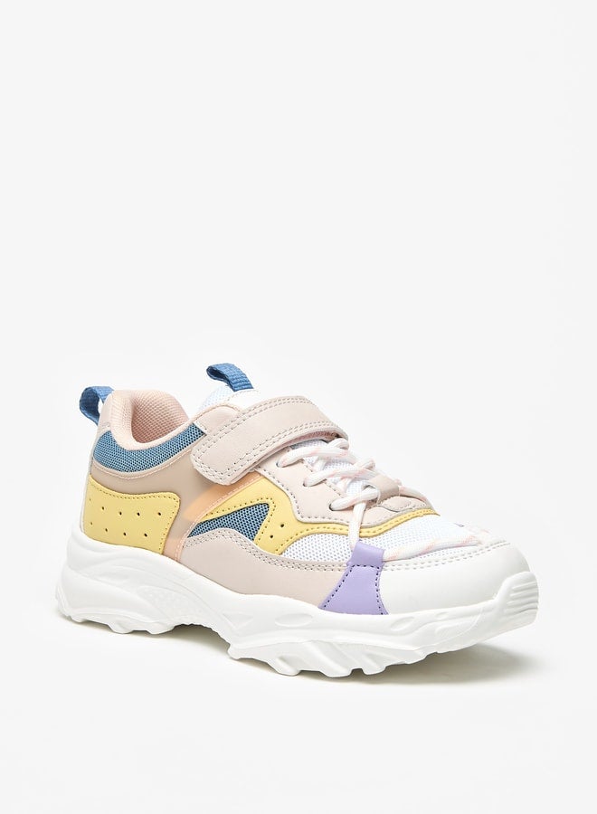 Little Missy Girls Little Missy Colourblock Sneakers with Hook and Loop Closure  - Image 1