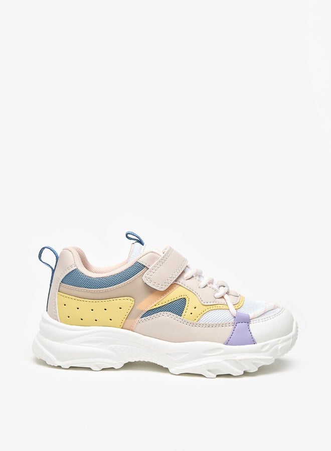 Little Missy Girls Little Missy Colourblock Sneakers with Hook and Loop Closure  - Image 3