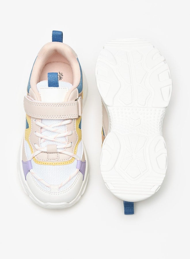 Little Missy Girls Little Missy Colourblock Sneakers with Hook and Loop Closure  - Image 4