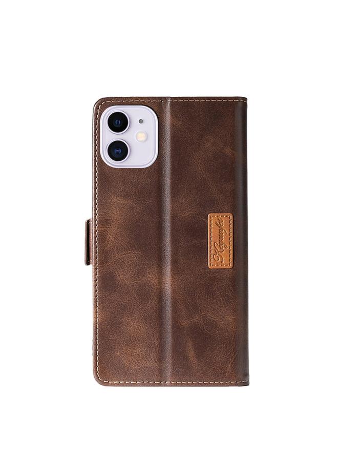 Zaboon Case For iPhone 11 Retro Texture Contrast Color Side Buckle Horizontal Flip Leather Case with Holder & Card Slots & Wallet - Image 3