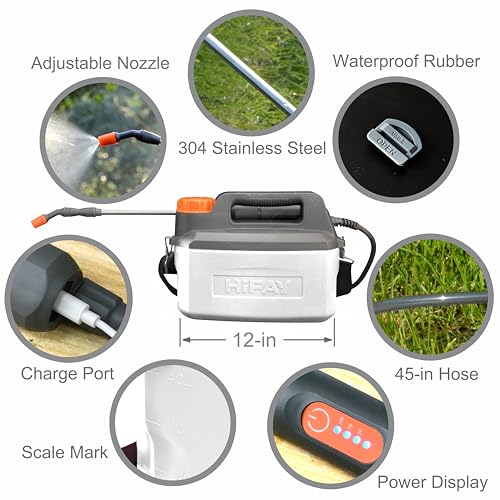 HIFAY ES4PRO 1Gallon4L Electric Sprayer Rechargeable BatteryPowered Sprayer with 304 Stainless Steel Telescopic Rod The New Model is Waterproof and The Buttons Have Been UpdatedWhite - Image 3