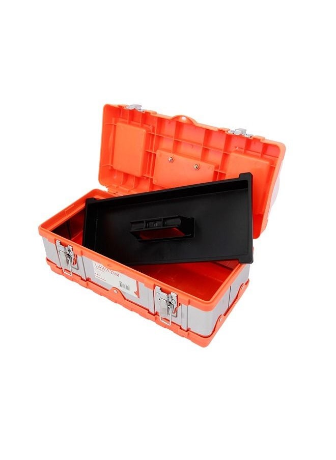 LAWAZIM Plastic & Aluminum Tool box -17inch- Storage Solution Organizer with Compartments on the Lid and Secure Lockable Latch - for Workshop and Household Essentials Hand Tools Equipment DIY Supplies  - Image 4