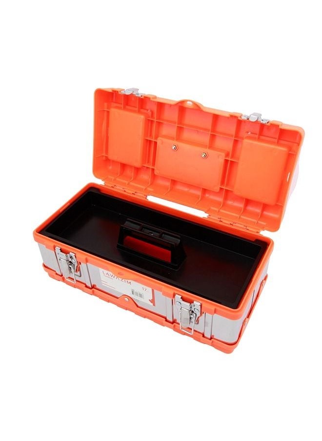 LAWAZIM Plastic & Aluminum Tool box -17inch- Storage Solution Organizer with Compartments on the Lid and Secure Lockable Latch - for Workshop and Household Essentials Hand Tools Equipment DIY Supplies  - Image 3