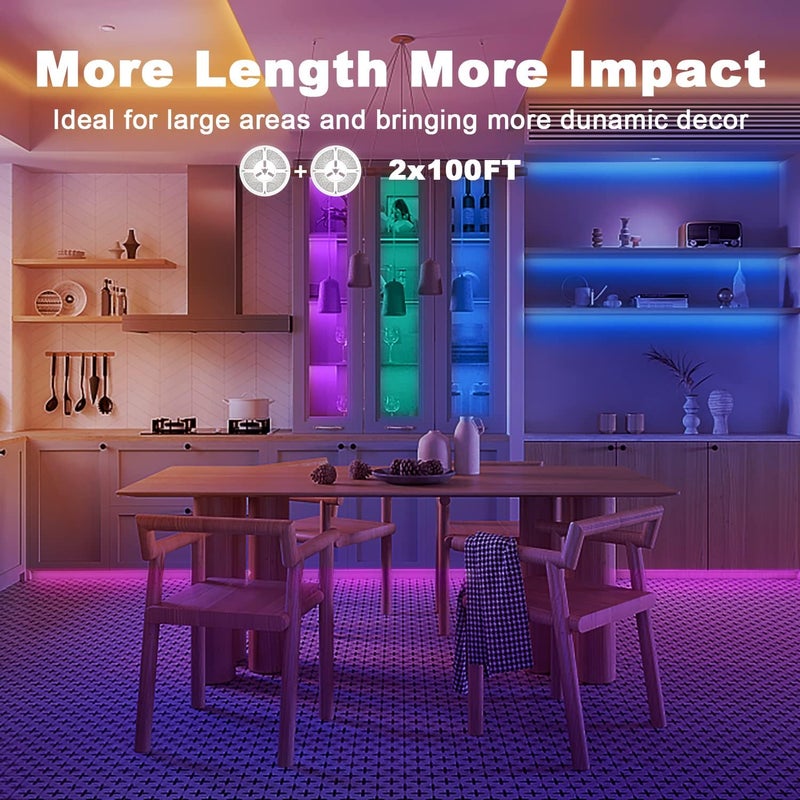 dalattin Led Lights for Bedroom 200ft, Smart Led Strip Lights with App Control Remote, RGB LED Light Strips, 24V Led Strip Lights for Room Decoration Party, Festival Decor(2 Rolls of 100ft) - Image 4
