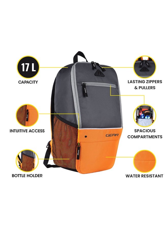 جير - حقيبة مدرسية مقاومة للماء Gear Superior Xl 17L / حقيبة ظهر عادية / حقيبة جامعية للرجال / النساء (رمادي-برتقالي) - Image 1