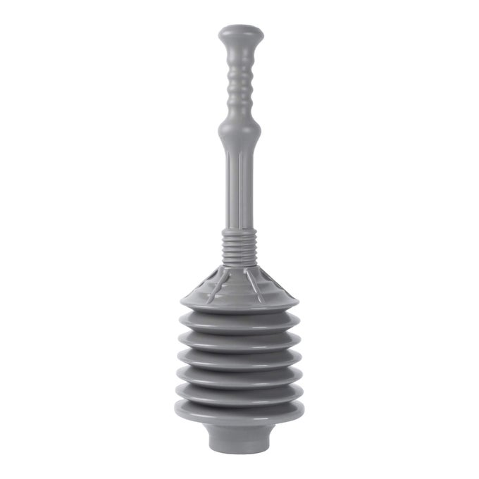 PROFESSIONAL BELLOWS ACCORDION TOILET PLUNGER HIGH PRESSURE THRUST PLUNGE REMOVES HEAVY DUTY CLOGS FROM CLOGGED BATHROOM TOILETS ALL PURPOSE POWER PLUNGERS FOR BATHROOMS GREY
