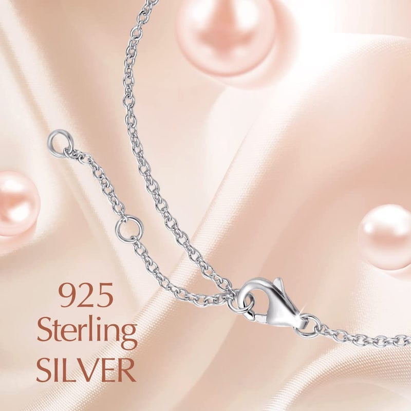 FANCIME White Pearl Necklace June Birthstone Necklace for Women, 925 Sterling Silver Dainty Infinity Pendant Fine Jewelry Birthday Christmas Gifts for Women Her Mom Daughter, 16+2 Inch - Image 4