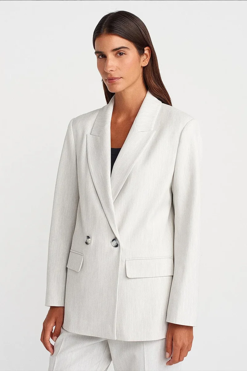 DILVIN Oversized Long Crepe Blazer Jacket
