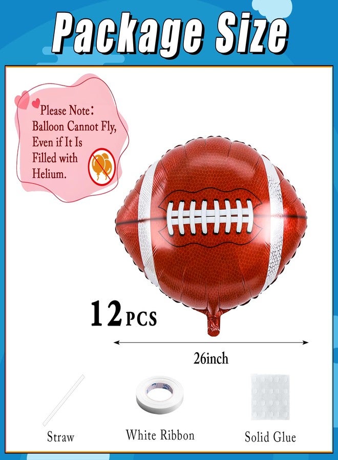 KHC-KHF Rugby-Balloons Football-Balloon 12Pcs 18inch Football Foil Balloons Sports Party Decor Game Day Birthday School Win Tailgate and Team Celebration Supply - Image 2