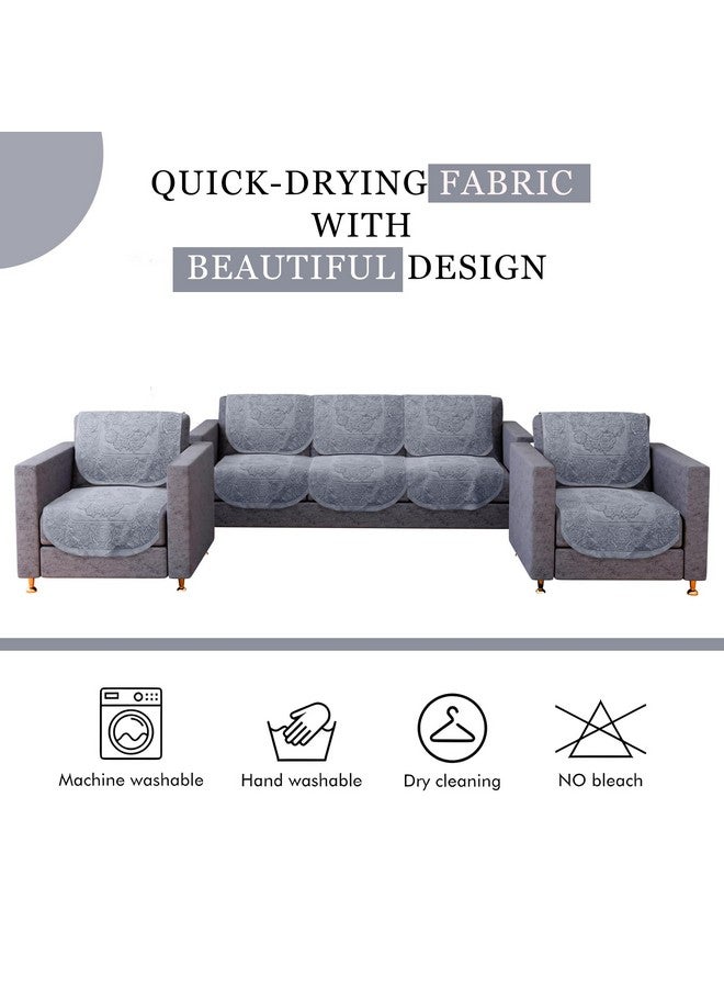 Kuber Industries Sofa Cover | Net Sofa Slipcover Set | 5 Seater Sofa Cover for Hall | Couch Sofa Cover Set | Sofa Cover for Home | Sofa Cover for Living Room | Sun-Shine Print | Grey - Image 5