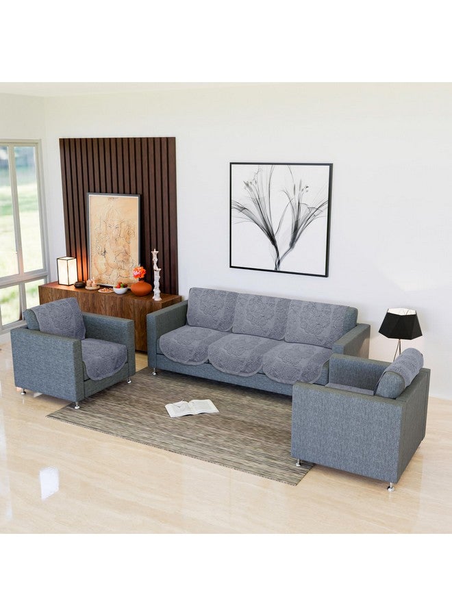 Kuber Industries Sofa Cover | Net Sofa Slipcover Set | 5 Seater Sofa Cover for Hall | Couch Sofa Cover Set | Sofa Cover for Home | Sofa Cover for Living Room | Sun-Shine Print | Grey - Image 1