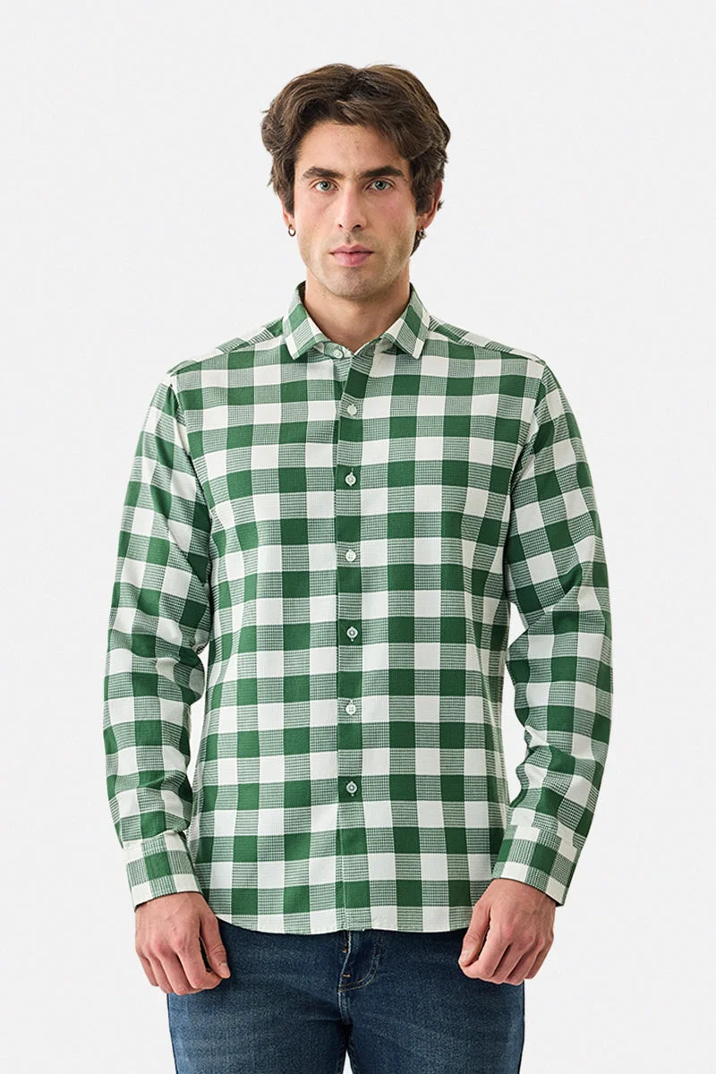 SNITCH Slim Fit Checks 100% Cotton Shirt