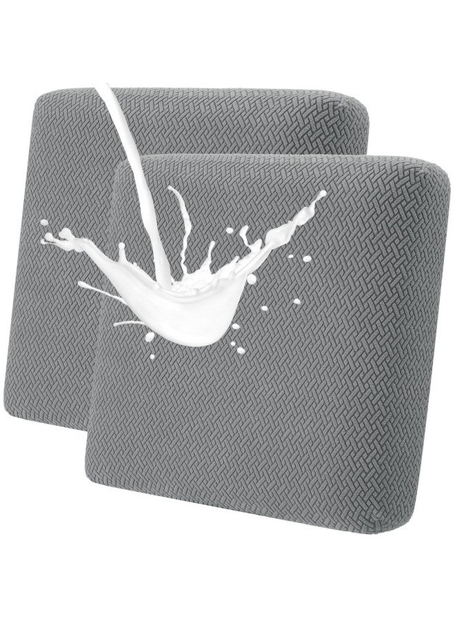 Fuloon Waterproof Couch Cushion Covers, Stretch Sofa Seat Cushion Covers Solid Cushion Slipcovers Washable Furniture Protector Suitable For Armchair Loveseat Sofa (Grey, 2 Pcs) - Image 1
