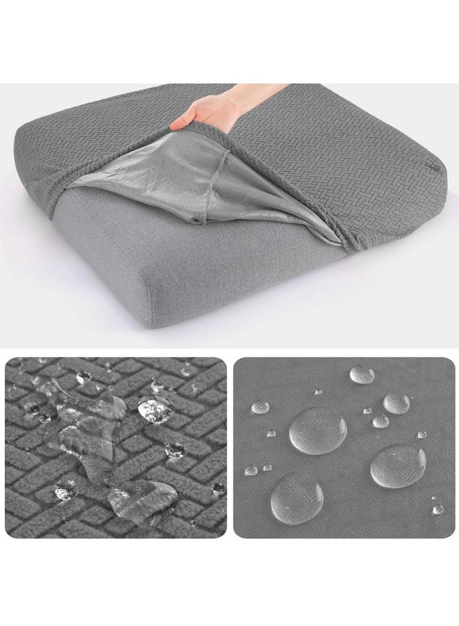Fuloon Waterproof Couch Cushion Covers, Stretch Sofa Seat Cushion Covers Solid Cushion Slipcovers Washable Furniture Protector Suitable For Armchair Loveseat Sofa (Grey, 2 Pcs) - Image 4