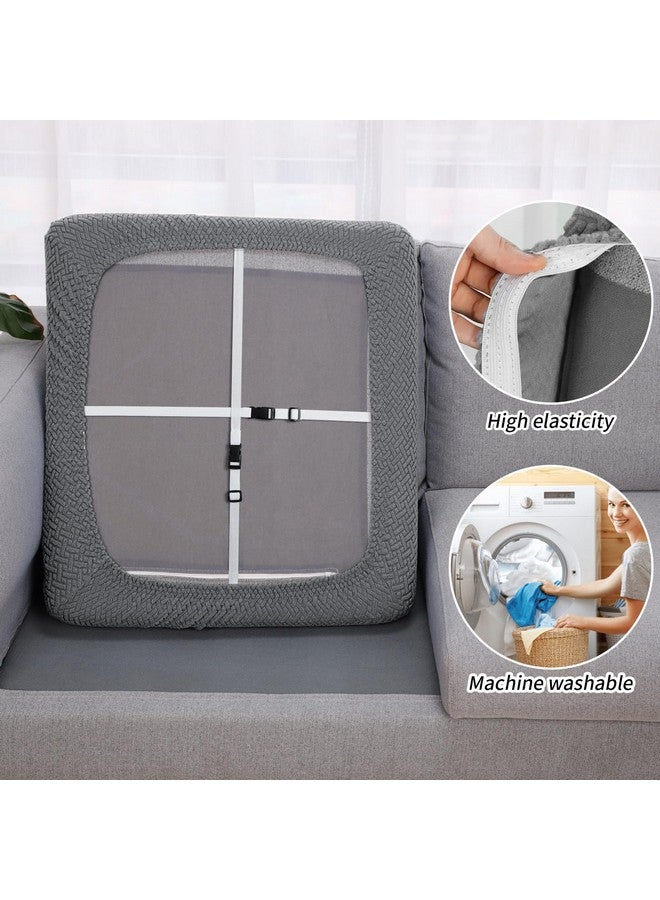 Fuloon Waterproof Couch Cushion Covers, Stretch Sofa Seat Cushion Covers Solid Cushion Slipcovers Washable Furniture Protector Suitable For Armchair Loveseat Sofa (Grey, 2 Pcs) - Image 5