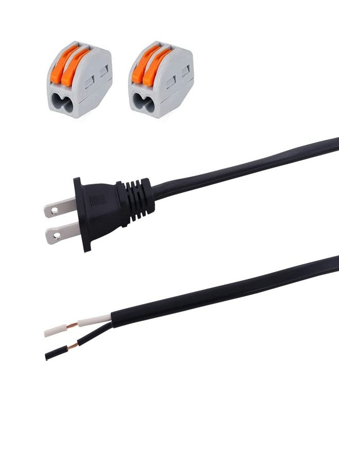 سلك طاقة تيار متردد ثنائي الأطراف 18AWG، سلك طاقة بديل 120 فولت تيار متردد، كابل أسود مستقطب بطول 3 أقدام، سلك طاقة مفتوح الطرف 10 أمبير، كابل مسطح بقدرة 1200 واط عند 120 فولت تيار متردد - Image 1