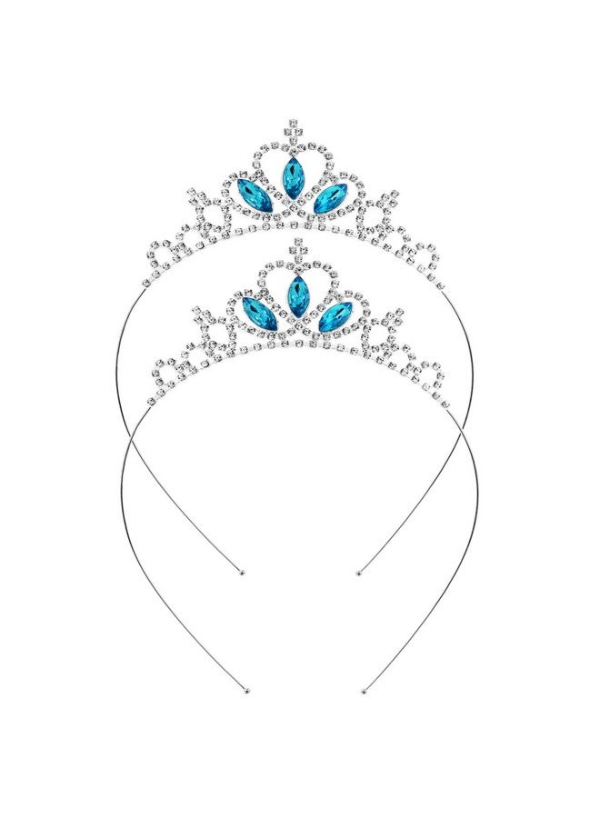 Molain Olain 2 Pcs Princess Crown Tiara Girls Headband Hair Hoop Tiara Rhinestone Crystal Pearl Tiara Tiara Head Crown For Women Girls Wedding Prom Party (Style B) (Style B) - Image 1