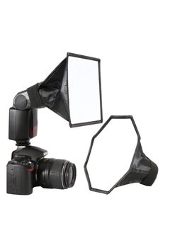 2 Pack Flash Diffuser Softbox Set Collapsible with Storage Pouch 8" Octagon and 8"x6" Rectangle Softboxes for Canon Nikon