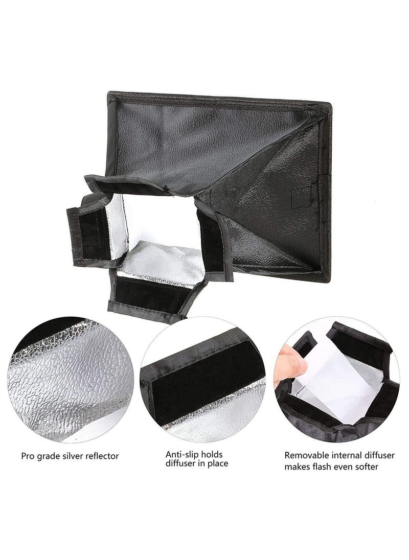 Generic - 2 Pack Flash Diffuser Softbox Set Collapsible with Storage Pouch 8" Octagon and 8"x6" Rectangle Softboxes for Canon Nikon - Image 1