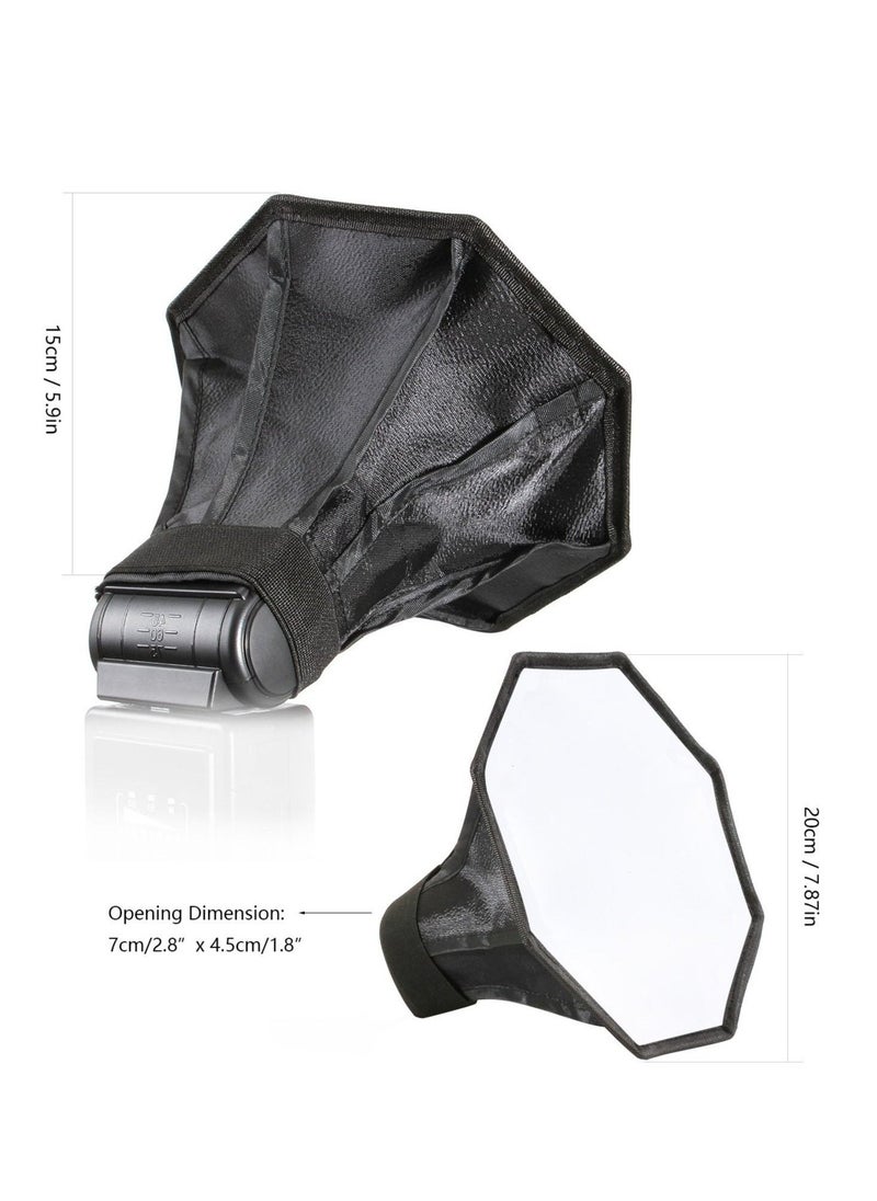 Generic - 2 Pack Flash Diffuser Softbox Set Collapsible with Storage Pouch 8" Octagon and 8"x6" Rectangle Softboxes for Canon Nikon - Image 1